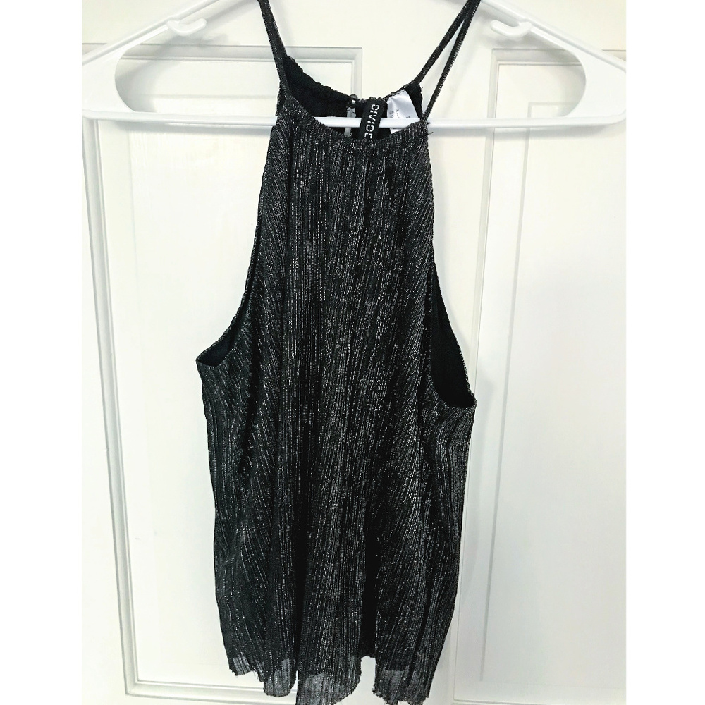 Gray and Silver Tank Metallic Tank Top